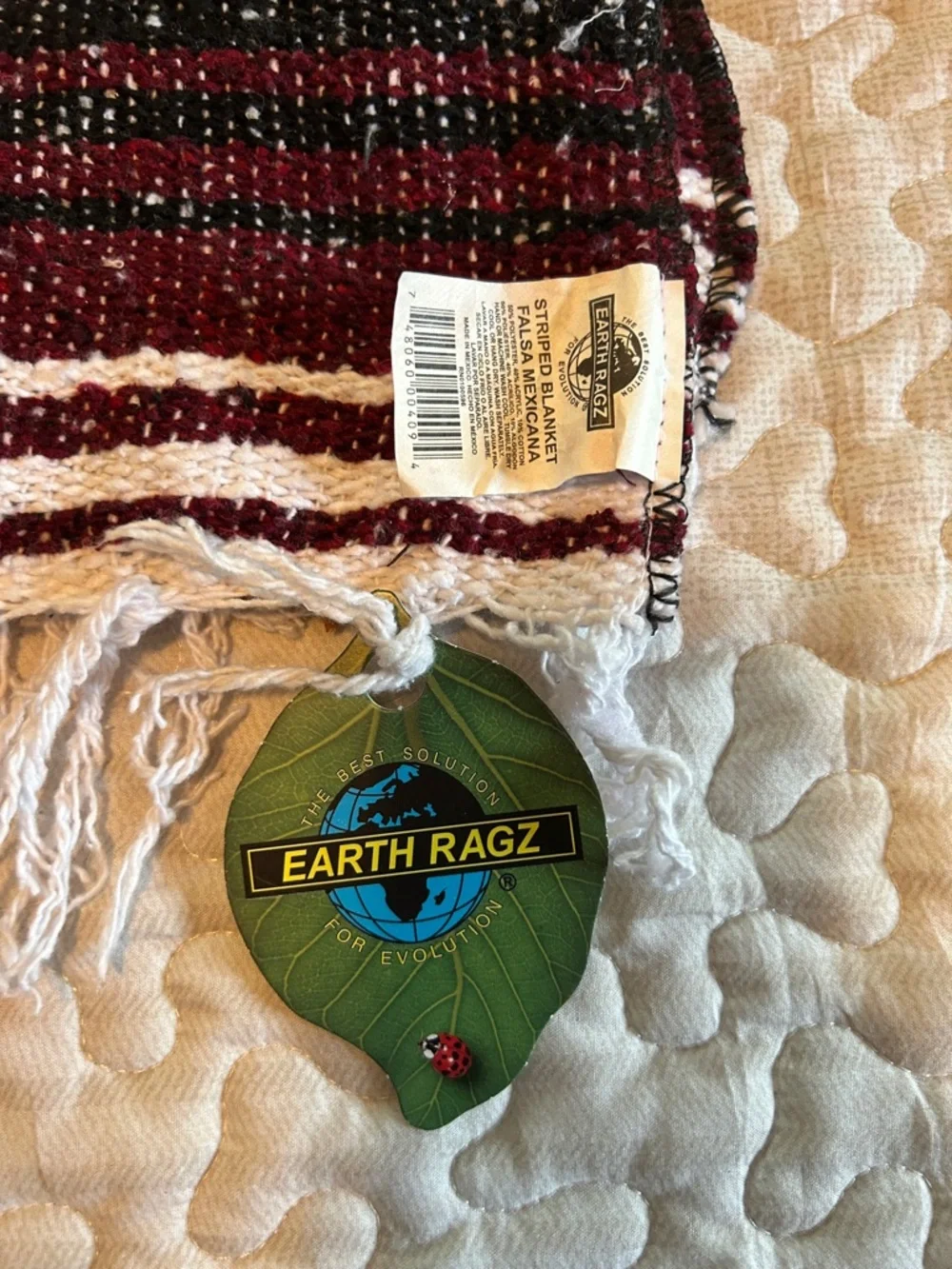 EARTH RAGZ NWT Mexican Blanket ~ Maroon,Black and white
